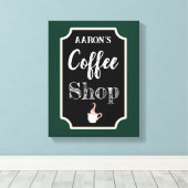 Personalisierter grüner Kaffeeshop Art Canvas Druc Leinwanddruck (Insitu (Holzboden))