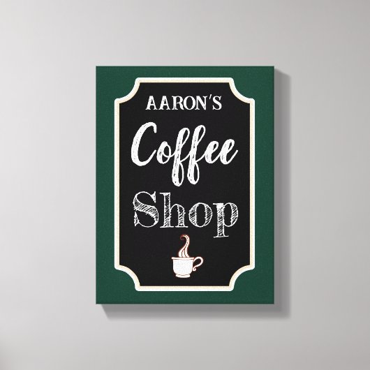 Personalisierter grüner Kaffeeshop Art Canvas Druc Leinwanddruck (Vorderseite)