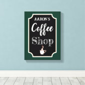 Personalisierter grüner Kaffeeshop Art Canvas Druc Leinwanddruck (Insitu (Holzboden))