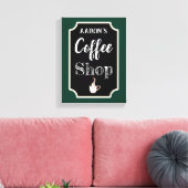 Personalisierter grüner Kaffeeshop Art Canvas Druc Leinwanddruck (Insitu (Wohnzimmer))