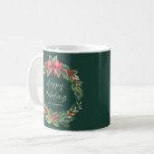 Personalisierter grüner Kranz - Happy Holiday Weih Kaffeetasse (Vorderseite Links)