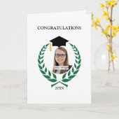 Personalisierter Grüner Laurel Abschluss Karte (Gelbe Blume)