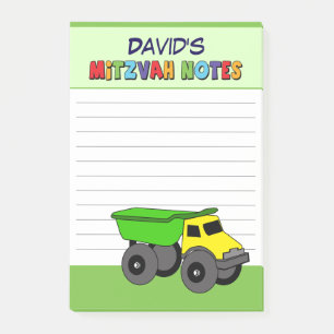 Personalisierter Grüner LKW Mitzvah Post-it Klebezettel