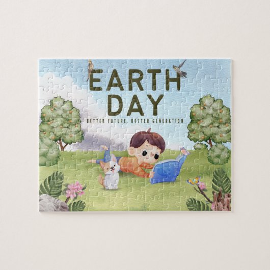 Personalisierter Grüner Minimalistischer Aquapark Puzzle (Horizontal)