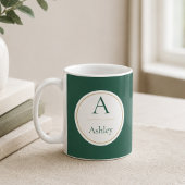 Personalisierter grüner Monogramm-Name Elegant  Kaffeetasse
