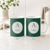 Personalisierter grüner Monogramm-Name Elegant  Kaffeetasse