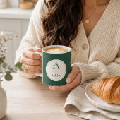 Personalisierter grüner Monogramm-Name Elegant  Kaffeetasse