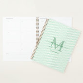 Personalisierter grüner Pinstripe-Monogramm-Planer Planer (Anzeige)