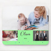 Personalisierter grüner Schul-Fotocollage-Name Mousepad (Vorne)