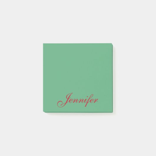 Personalisierter grüner Skriptname Post-it Klebezettel (Vorderseite)