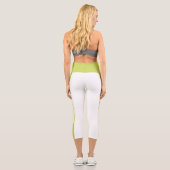 Personalisierter grüner Streifen Capri Leggings (Rückseite)