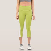 Personalisierter grüner Streifen Capri Leggings (Vorderseite)
