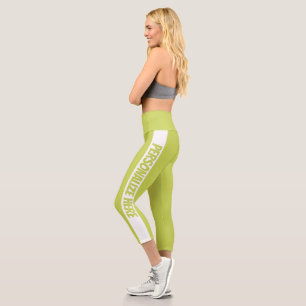 Personalisierter grüner Streifen Capri Leggings