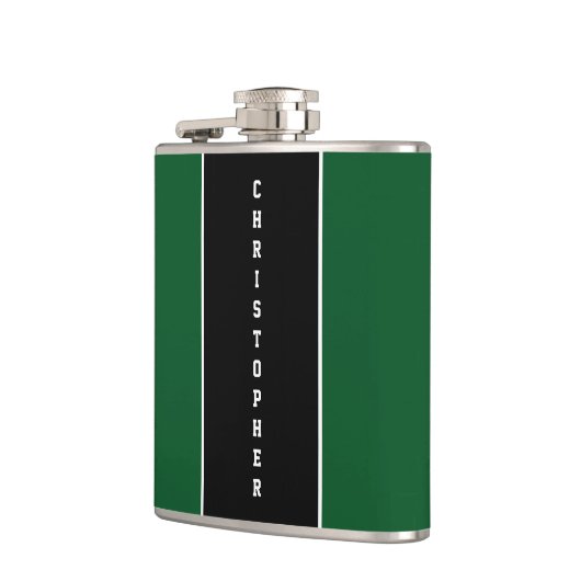 Personalisierter, grüner Streifen Flachmann (Links)