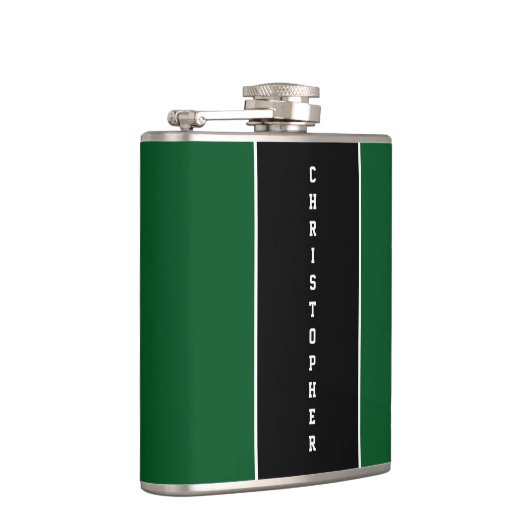 Personalisierter, grüner Streifen Flachmann (Rechts)