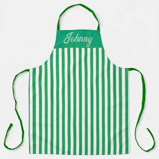 Personalisierter grüner Streifen Schürze (Vorderseite)