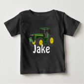Personalisierter grüner Traktor Baby T-shirt (Vorderseite)
