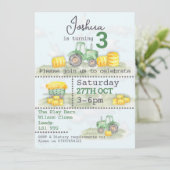 Personalisierter grüner Traktor - Themeneinladunge Einladung (Stehend Vorderseite)