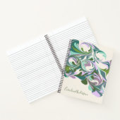 Personalisierter, grüner und Lila Marmorwirbelname Notizblock (Innenseite)