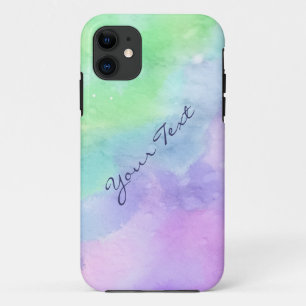 Personalisierter grüner und lila Watercolor iPhone 11 Hülle