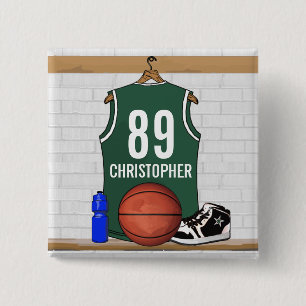 Personalisierter grüner und weißer Basketball Button