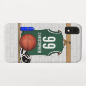Personalisierter grüner und weißer Basketball Case-Mate iPhone Hülle (Rückseite (Horizontal))