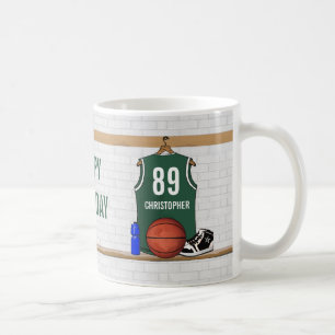 Personalisierter grüner und weißer Basketball Kaffeetasse