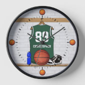 Personalisierter grüner und weißer Basketball Uhr (Vorderseite)