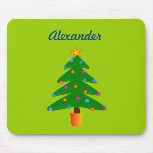 Personalisierter grüner Weihnachtsbaum Mousepad (Vorne)