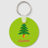 Personalisierter grüner Weihnachtsbaum Schlüsselanhänger (Vorderseite)