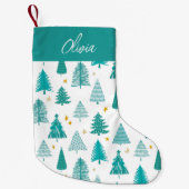 Personalisierter Grüner Weihnachtsbaum Winterwald Kleiner Weihnachtsstrumpf (Vorderseite)