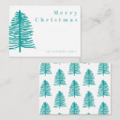 Personalisierter Grüner Weihnachtsbaum Winterwald Mitteilungskarte (Vorne/Hinten)