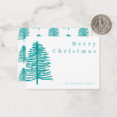 Personalisierter Grüner Weihnachtsbaum Winterwald Mitteilungskarte (Vorderseite/Rückseite Beispiel)