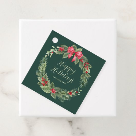 Personalisierter Grüner Weihnachtskranz Geschenkanhänger (Beispiel)