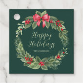 Personalisierter Grüner Weihnachtskranz Geschenkanhänger (Vorderseite)