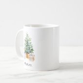 Personalisierter Grüner Weißer Minimalweiße Weihna Kaffeetasse (Vorderseite Links)
