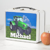 Personalisierter grüner Zuchtschlepper Metall Brotdose (Beispiel)