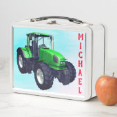 Personalisierter Grüner Zuchtschlepper Metall Lunch Box (Beispiel)