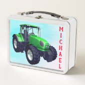 Personalisierter Grüner Zuchtschlepper Metall Lunch Box (Vorderseite)