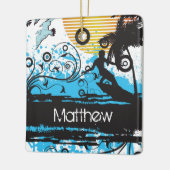 Personalisierter Grunge Surfstrand Weihnachten Keramikornament (Links)