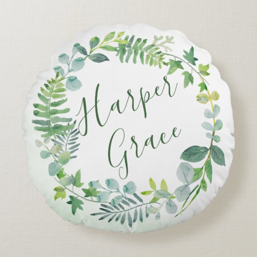 Personalisierter Grünkranz Rundes Kissen (Vorderseite)