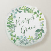 Personalisierter Grünkranz Rundes Kissen (Rückseite)