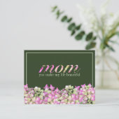 Personalisierter Grünrosa floraler Muttertag Postkarte (Stehend Vorderseite)