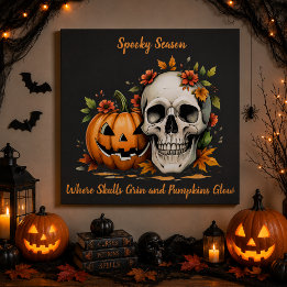 Personalisierter Grusel-Saison-Totenkopf & Kürbis Poster