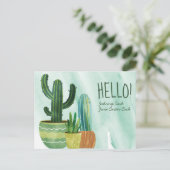 Personalisierter Gruß im Aquarellkaktus Postkarte (Stehend Vorderseite)