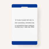 Personalisierter Guide Dog Service Dog Foto ID Abz Ausweis (Rückseite)