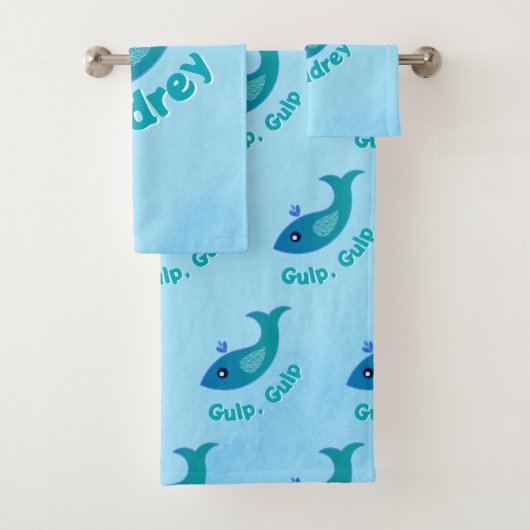 Personalisierter "Gulp, Gulp" Badhandtuch Set (Insitu)