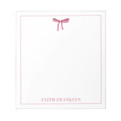 Personalisierter Gürtelrosa Bogen Notizblock (Vorderseite)