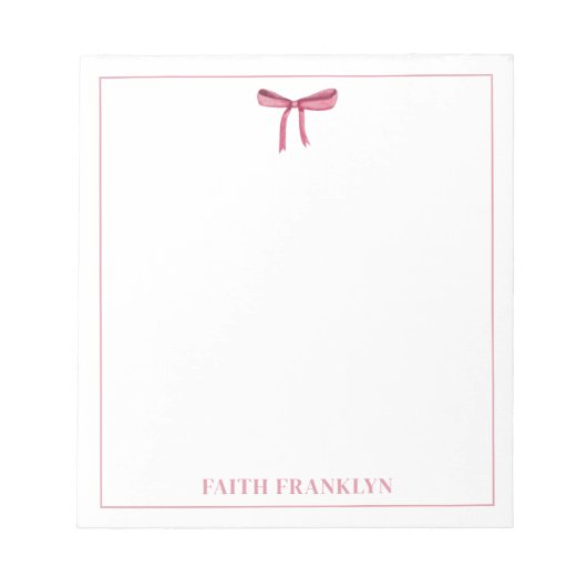 Personalisierter Gürtelrosa Bogen Notizblock (Vorderseite)