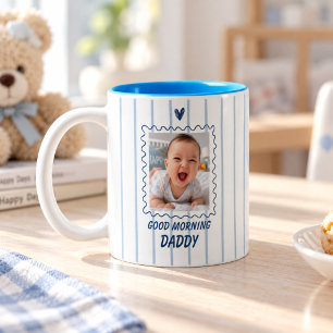 Personalisierter Guten Morgen Daddy Foto-Becher vo Zweifarbige Tasse